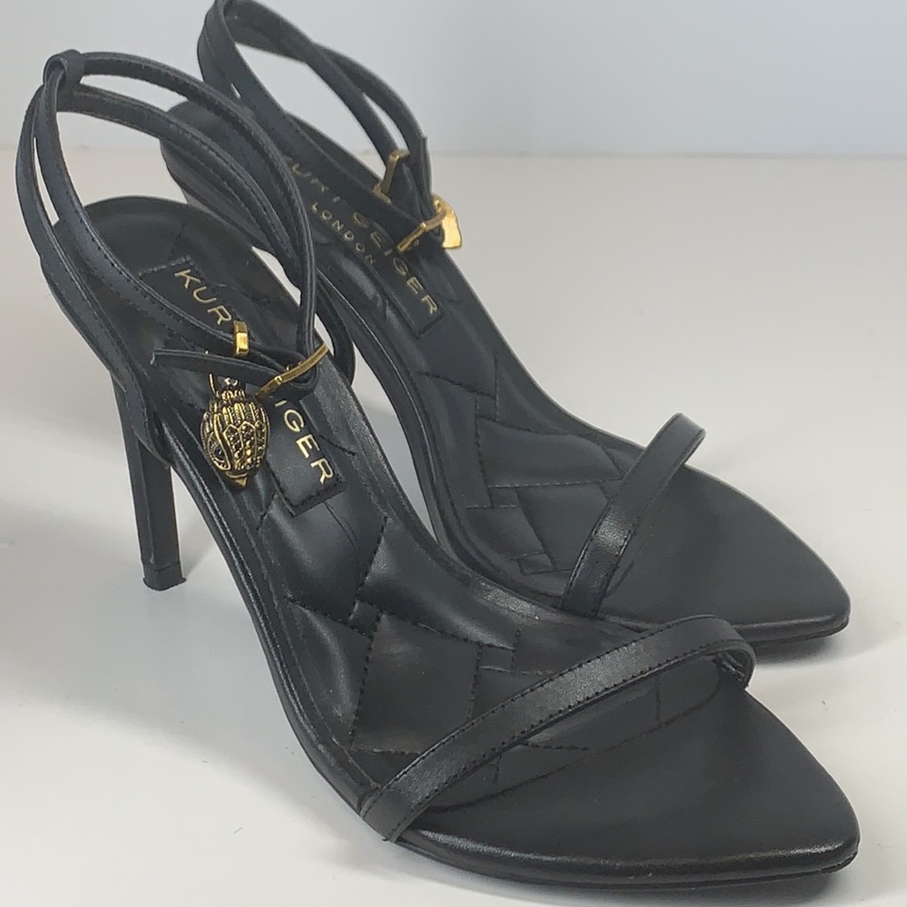 Kurt Geiger Shoreditch Sandal point toe black leather eagle charm size 7.5